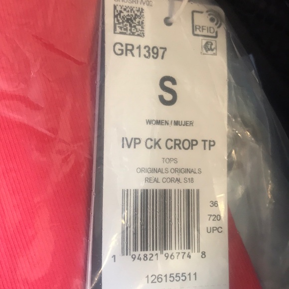 Adidas Ivy Park Circular Knit Crop Top Real Coral - Picture 2 of 2